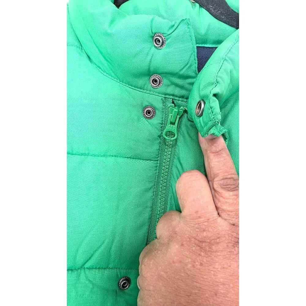 Gap Youth Green Quilted Puffer Vest Fleece Lining Outerwear Winter Warmth Size X